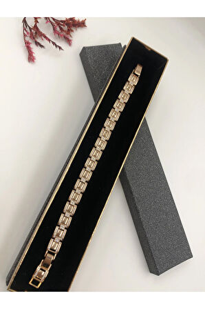 XUPİNG JEWELRY ÇELİK KADIN BİLEKLİK TAŞLI ZİNCİR ROSE BAKIR RENGK 17+2 CM FATURALI RENK GARANTİLİ