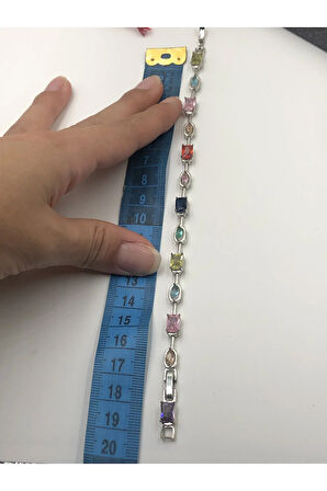 XUPİNG JEWELRY ÇELİK KADIN BİLEKLİK TAŞLI ZİNCİR GÜMÜŞ SİLVER RENK 17+2 CM FATURALI RENK GARANTİLİ