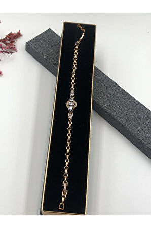 XUPİNG JEWELRY ÇELİK KADIN BİLEKLİK TAŞLI ZİNCİR ROSE GOLD RENGİNDE 17+2 CM FATURALI RENK GARANTİLİ