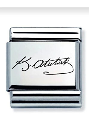 İTALYAN ÇELİK KEMAL ATATÜRK İMZASI CHARM SİYAH LAZER BASKIDIR FMACCESORİES