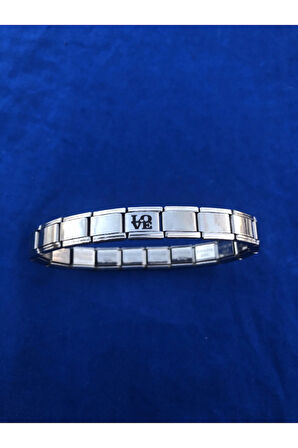 İTALYAN ÇELİK LOVE AŞK YAZILI CHARMLI BİLEKLİK SİYAH LAZER BASKIDIR FMACCESORİES