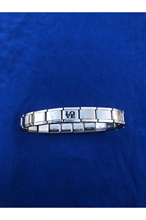 İTALYAN ÇELİK LOVE AŞK YAZILI CHARMLI BİLEKLİK SİYAH LAZER BASKIDIR FMACCESORİES