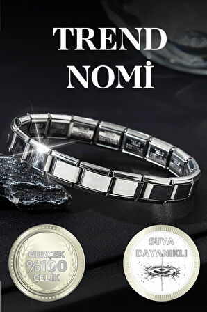 İtalyan Charm Suya Dayanıklı Çelik Esneyen Paslanmaz Şık Hediyelik  Kararmaz Bileklik