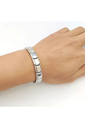 Çelik Kişiye Özel İsim Yazılı Charm Bileklik