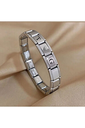 İtalyan Charm Nomi Çelik Bileklik - Kişiye Özel İsim Yazılan - Sevgiliye - Eşe - Hediye Bileklik