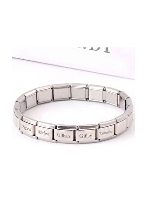 İtalyan Charm Nomi Çelik Bileklik - Kişiye Özel İsim Yazılan - Sevgiliye - Eşe - Hediye Bileklik