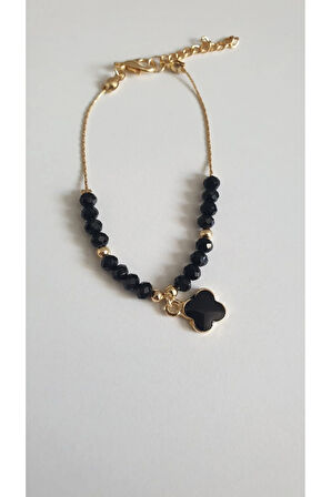 YONCA  DETAYLI BİLEKLİK KADIN ÇELİK KAPLAMA ÇOK ZARİF BONCUK ŞANS VE AŞK BİLEKLİK 18 CM FMACCESORİES