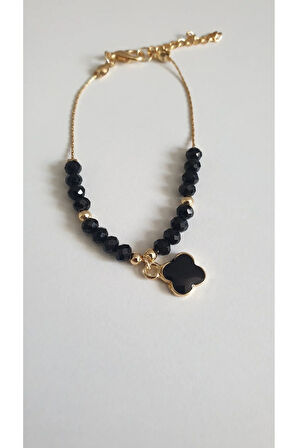 YONCA  DETAYLI BİLEKLİK KADIN ÇELİK KAPLAMA ÇOK ZARİF BONCUK ŞANS VE AŞK BİLEKLİK 18 CM FMACCESORİES