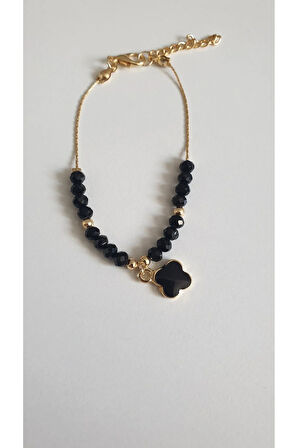 YONCA  DETAYLI BİLEKLİK KADIN ÇELİK KAPLAMA ÇOK ZARİF BONCUK ŞANS VE AŞK BİLEKLİK 18 CM FMACCESORİES