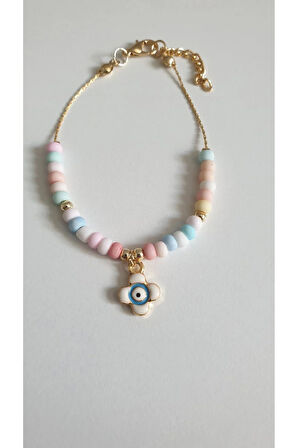 NAZAR BONCUKLU BİLEKLİK KADIN ÇELİK KAPLAMA ÇOK ZARİF BONCUK ŞANS VE AŞK BİLEKLİK 18 CM FMACCESORİES