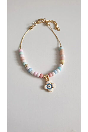 NAZAR BONCUKLU BİLEKLİK KADIN ÇELİK KAPLAMA ÇOK ZARİF BONCUK ŞANS VE AŞK BİLEKLİK 18 CM FMACCESORİES