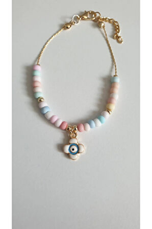 NAZAR BONCUKLU BİLEKLİK KADIN ÇELİK KAPLAMA ÇOK ZARİF BONCUK ŞANS VE AŞK BİLEKLİK 18 CM FMACCESORİES