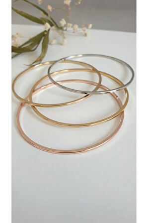 ÇELİK KELEPÇE KADIN 4 LÜ AJDA KİBRİT ÇÖPÜ  BİLEZİK 316L  KARARMAZ RENK GARANTİLİDİR GOLD 5,6 CM