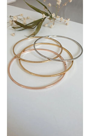 ÇELİK KELEPÇE KADIN 4 LÜ AJDA KİBRİT ÇÖPÜ  BİLEZİK 316L  KARARMAZ RENK GARANTİLİDİR GOLD 5,6 CM