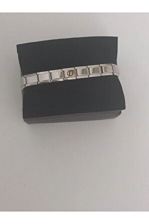 İtalyan charm Gümüş detaylı nomination model çelik bileklik modelleri , harf yazilir