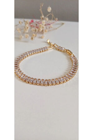 ÇELİK BİLEKLİK SU YOLU BAGET TAŞLI 316L KARARMAZ RENK ATMAZ 16 CM ANTİ ALERJİK