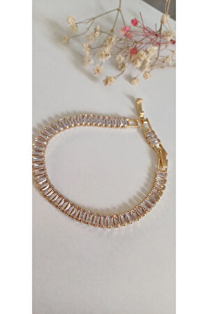 ÇELİK BİLEKLİK SU YOLU BAGET TAŞLI 316L KARARMAZ RENK ATMAZ 16 CM ANTİ ALERJİK