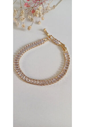 ÇELİK BİLEKLİK SU YOLU BAGET TAŞLI 316L KARARMAZ RENK ATMAZ 16 CM ANTİ ALERJİK