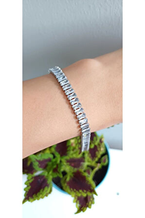 ÇELİK BİLEKLİK KADIN SU YOLU BAGET TAŞLI KESME BAGET 316L KARARMAZ RENK ATMAZ 16 CM ANTİ ALERJİK