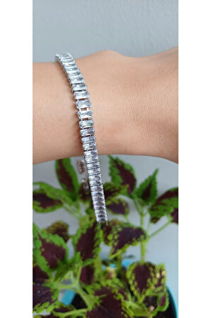 ÇELİK BİLEKLİK KADIN SU YOLU BAGET TAŞLI KESME BAGET 316L KARARMAZ RENK ATMAZ 16 CM ANTİ ALERJİK