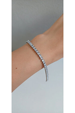 ÇELİK BİLEKLİK SU YOLU BAGET TAŞLI 316L KARARMAZ RENK ATMAZ 16 CM ANTİ ALERJİK