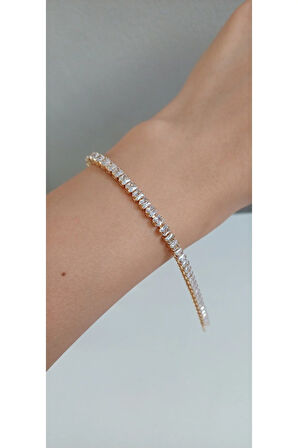 ÇELİK BİLEKLİK SU YOLU BAGET TAŞLI 316L KARARMAZ RENK ATMAZ 16 CM ANTİ ALERJİK