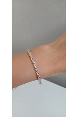 ÇELİK BİLEKLİK SU YOLU BAGET TAŞLI 316L KARARMAZ RENK ATMAZ 16 CM ANTİ ALERJİK