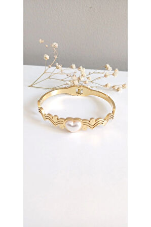 ÇELİK KELEPÇE SEDEFLİ  KALPLİ PASLANMAZ  316L ÇELİK GOLD  MODEL