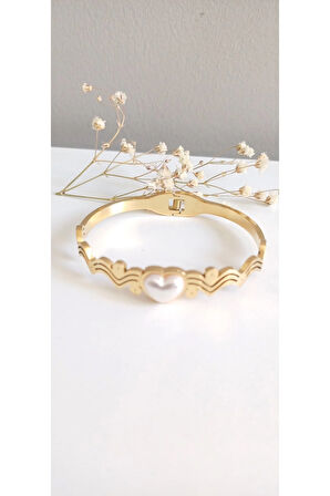 ÇELİK KELEPÇE SEDEFLİ  KALPLİ PASLANMAZ  316L ÇELİK GOLD  MODEL