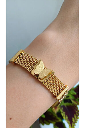 KELEBEK BİLEKLİK ÇELİK HASIR 316L PASLANMAZ RENK GARANTİLİ GOLD