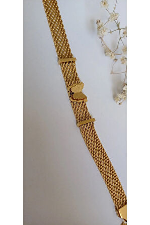 KELEBEK BİLEKLİK ÇELİK HASIR 316L PASLANMAZ RENK GARANTİLİ GOLD