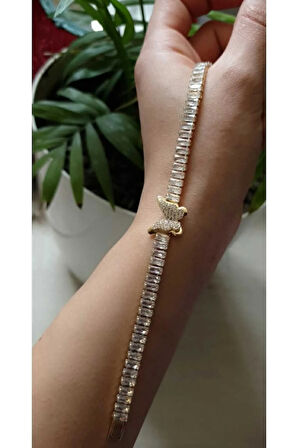 SU YOLUBİLEKLİK KELEBEKLİ  BAGET TAŞLI 316L ÇELİK VİP PASLANMAZ ÇELİK ANTİ ALERJİK KARARMAZ SERİ