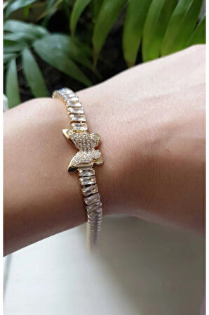 SU YOLUBİLEKLİK KELEBEKLİ  BAGET TAŞLI 316L ÇELİK VİP PASLANMAZ ÇELİK ANTİ ALERJİK KARARMAZ SERİ