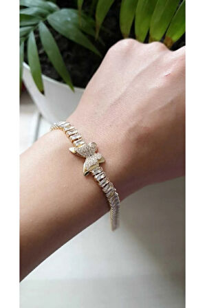 SU YOLUBİLEKLİK KELEBEKLİ  BAGET TAŞLI 316L ÇELİK VİP PASLANMAZ ÇELİK ANTİ ALERJİK KARARMAZ SERİ