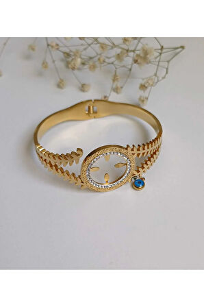 ÇELİK 316 STANLEE STEEL DAMGALI ÇEYREK ALTIN TAKILABİLEN BOŞ KELEPÇE FMA223