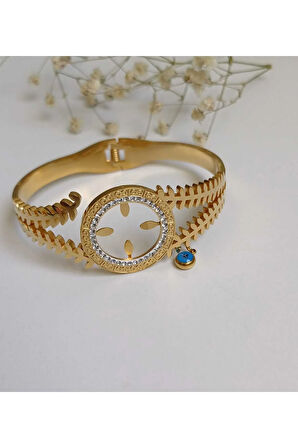 ÇELİK 316 STANLEE STEEL DAMGALI ÇEYREK ALTIN TAKILABİLEN BOŞ KELEPÇE FMA223