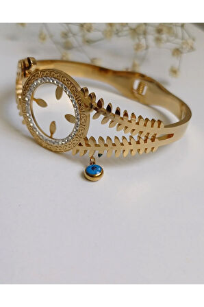 ÇELİK 316 STANLEE STEEL DAMGALI ÇEYREK ALTIN TAKILABİLEN BOŞ KELEPÇE FMA223