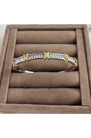 TİFF CO XOX TAŞLI ÇİFT RENK ÇELİK KELEPÇE BİLEKLİK