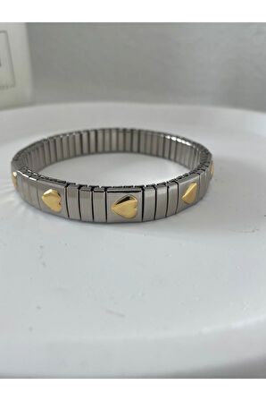 Çelik Kalp Detaylı Nomi Bileklik