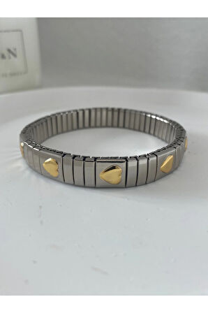 Çelik Kalp Detaylı Nomi Bileklik