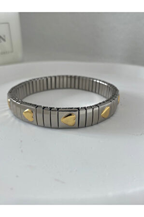 Çelik Kalp Detaylı Nomi Bileklik