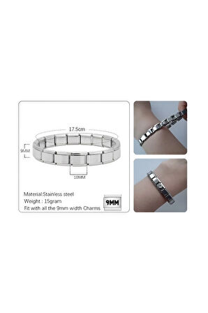 Çelik Kişiselleştirilebilir Italyan Charm Bileklik - Paslanmaz Çelik