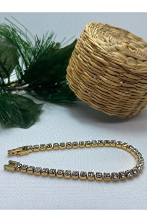 Kadın 316l Çelik Gold Su Yolu Bileklik