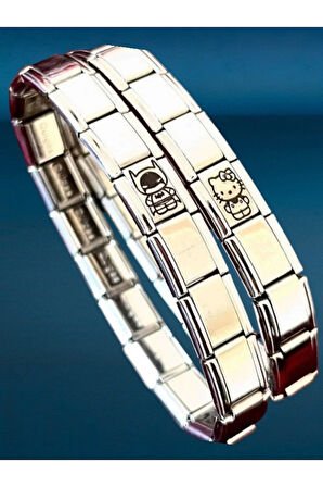 Italyan Charm Çelik Çift Bilekliği Batman Ve Hello Kitty KUTULU HEDİYE NOTU YAZILIR 2 ADET