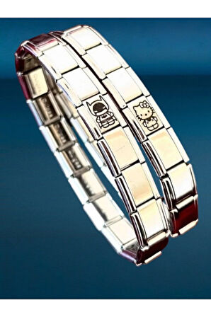 Italyan Charm Çelik Çift Bilekliği Batman Ve Hello Kitty KUTULU HEDİYE NOTU YAZILIR 2 ADET