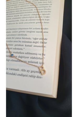 Çelik Kadın Kolye  HARF KOLYE B HARF ÇELİK SU YOLU BAGET TAŞLI ANTİALERJİK 1 YIL RENK GARANTİLİ 45 CM FMACCESORİES
