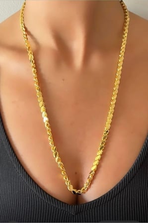 Çelik Kadın Kolye  Gold Arpa Zincir Kolye