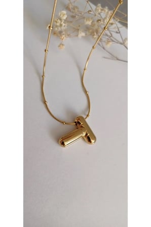 Çelik Kadın Kolye  HARF KOLYE ÇELİK KADIN T HARFİ BALON HARF TAŞLI NAZAR BONCUKLU TREND 316 L ÇELİK VİP KOLYE
