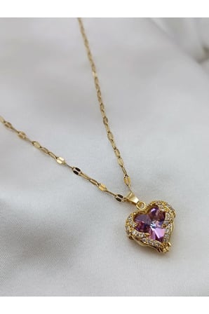 Çelik Kadın Kolye  ÇELİK GOLD KALP OKYANUSUN KALBİ KOLYE