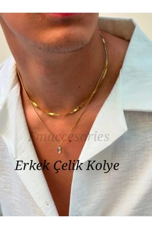 Çelik Kadın Kolye  Erkek Çelik Kolye 316L Silver Antialerjik ikili Taşlı İtalyan Zincirli Günlük Kombin